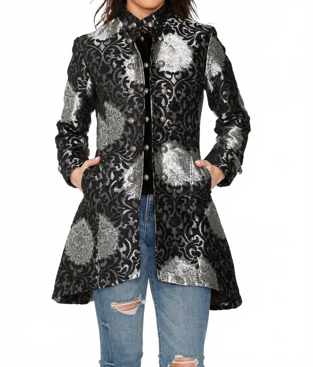 NEW ORCHID BLOOM brocade hilo coat in silver